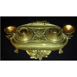 Antique Brass Partner's Desk Well and Tray #2153434