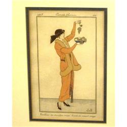 Pair of Framed & Matted Fashion Illustrations #2153458