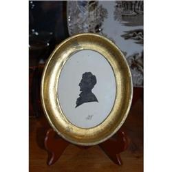 Pair Antique Silhouette Paintings, c. 1890 #2164661
