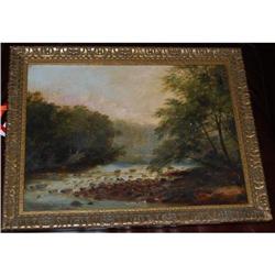 Antique Oil on Canvas Landscape Painting 1870 #2164663