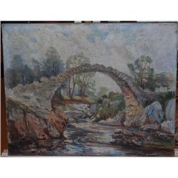 Antique Oil on Canvas Painting Signed Landscape#2164672