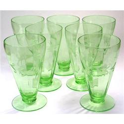 7 Floral Etch Elegant Depression Glass Tumblers#2164977