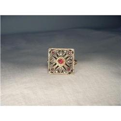 Estate 18K Pink Rose Gold Diamond Ruby Ring #2165289