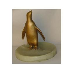 Gilt Bronze Penguin Statue Onyx Base Sculpture #2165602