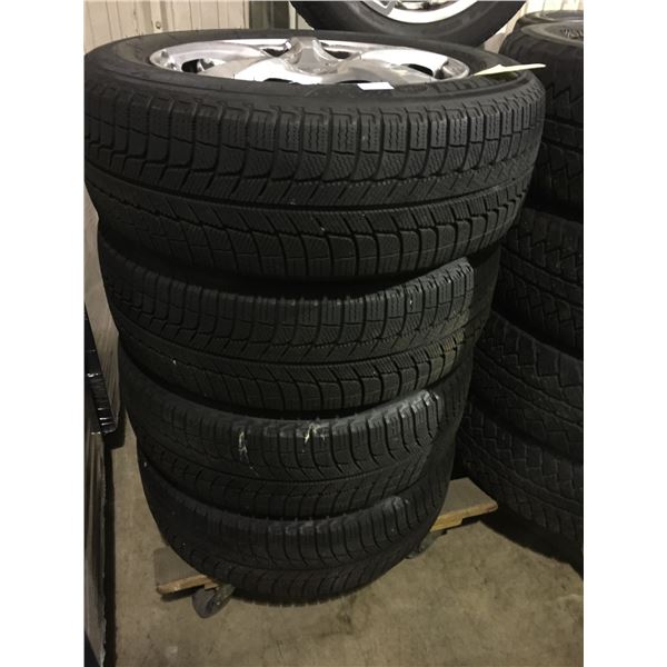 SET OF 4 MICHELIN X-ICE 225/60R17 MUD & SNOW TIRES ON TOURKEN ALLOY WHEELS