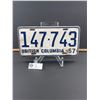 Image 1 : 1957 BC License Plate