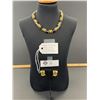 Image 1 : Vintage Monet Gold Black Choker Necklace with Matching Earrings New Old Inventory