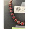 Image 2 : Wonderful Vintage Czech Necklace with Red Rhinestones 17" Long