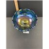 Image 2 : Vintage Indiana Blue Teardrop Garland Carnival Glass Footed Compote 7.5" Tall