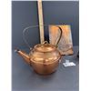 Image 2 : Vintage Copper Kettle, Creamer and Embossed Hammered Copper Victorian Lady 6 x8"