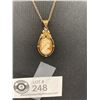 Image 2 : Vintage 10K Gold Cameo with Diamond Pendant and 18" 10K Gold Chain