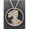 Image 2 : Vintage 1920 Cut Out US Coin Pendant with 26" Chain