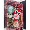 Image 2 : Christmas Lot - Vintage Santa with Reindeer, Tree Skirt, Mini Sled. Etc