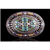 Image 1 : Zuni Micro Inlaid Shadowbox Sterling Silver Buckle