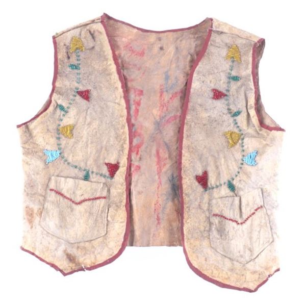 Crow Parfleche Beaded Child's Vest c. 1890