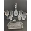 Image 1 : Nice Heavy Crystal Decanter With other Crystal Dishes including Pinwheel.