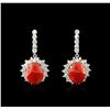 Image 1 : 14KT White Gold 18.00 ctw Coral and Diamond Earrings