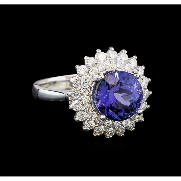 14KT White Gold 4.51 ctw Tanzanite and Diamond Ring