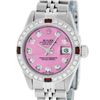 Image 1 : Rolex Ladies Stainless Steel Quickset Pink Diamond & Ruby Wristwatch 26MM