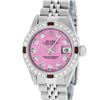 Image 2 : Rolex Ladies Stainless Steel Quickset Pink Diamond & Ruby Wristwatch 26MM