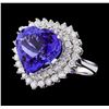 Image 1 : GIA Cert 12.12 ctw Tanzanite and Diamond Ring - 14KT White Gold