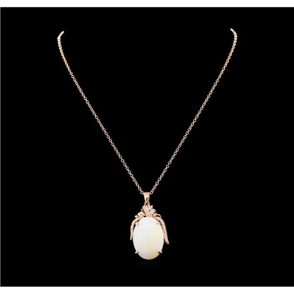 27.11 ctw Opal and Diamond Pendant With Chain - 14KT Rose Gold