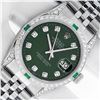 Image 1 : Rolex Mens Stainless Steel Diamond Lugs Green Diamond & Emerald Datejust Wristwa