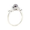 Image 4 : 0.40 ctw Diamond and 7mm Dyed Black Pearl Ring - 14KT White Gold