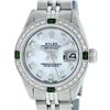 Image 1 : Rolex Ladies Stainless Steel Mother Of Pearl Diamond Emerald 26MM Datejust Wrist