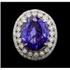 Image 2 : GIA Cert 19.95 ctw Tanzanite and Diamond Ring - 14KT White Gold