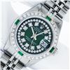 Image 1 : Rolex Ladies Stainless Steel Green Emerald & Diamond Datejust Wristwatch 26MM Wi
