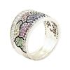 Image 4 : 1.64 ctw Multi-colored Gemstone and Diamond Wide Band - 18KT Yellow And White Go