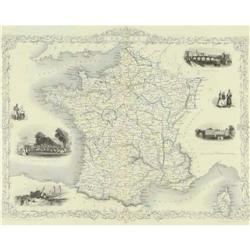 Map of France by Rapkin 1851  #2126878