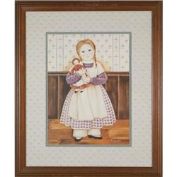 A Girl with a Doll portrait print Showers #2126907