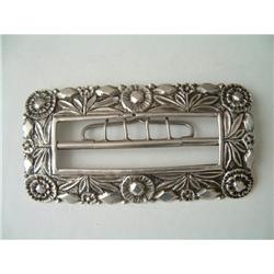 ANTIQUE ART NOUVEAU 800 SILVER FLORAL BUCKLE #2127203