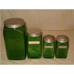 canister-hoosier pantry jars (4) forest green #2127230