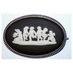 Wedgwood Black Jasperware Cameo Pin (Vintage) #2127347