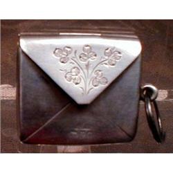 STERLING Chatelaine STAMP Purse - ANTIQUE - #2127396