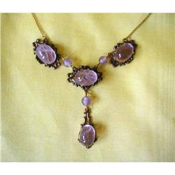 EUROPEAN ART NOUVEAU ART GLASS NECKLACE #2127434