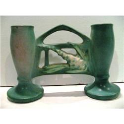 RARE Roseville Green Foxglove Double Vase #2127473