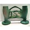 Image 1 : RARE Roseville Green Foxglove Double Vase #2127473