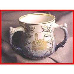 1898 Pittsburgh PA Flow Blue Pottery Loving Mug#2127526