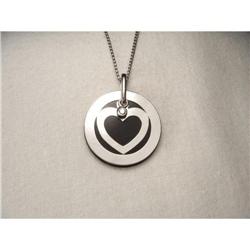 18K WG White Gold Onyx Diamond Heart Pendant #2127563