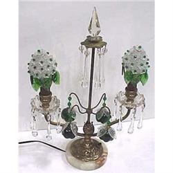 Glass table lamp with dangle fruit & prisms #2127605