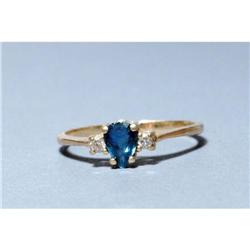 14k Gold Blue Sapphire & Diamond Ring  #2127763