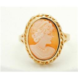 14k Gold Hand Carved Cameo Ring sz 8 3/4  #2127765