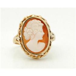 14k Gold Hand Carved  Shell  Cameo Ring 7.5 #2127767