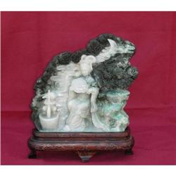 Green Celadon Stone display with Moon Lady  #2127853