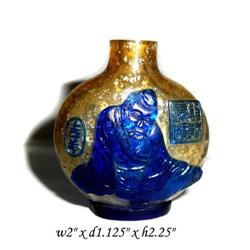 Yellow Base Blue Overlay Peking Glass Snuff #2127866