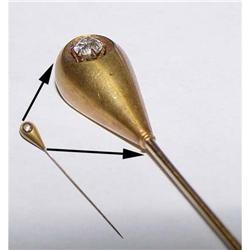 Fine Old 14kt Gold Diamond Tear Drop Stick Pin #2127877